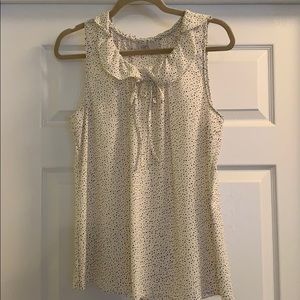 LOFT White/Black Polka Dot Sleeveless Top